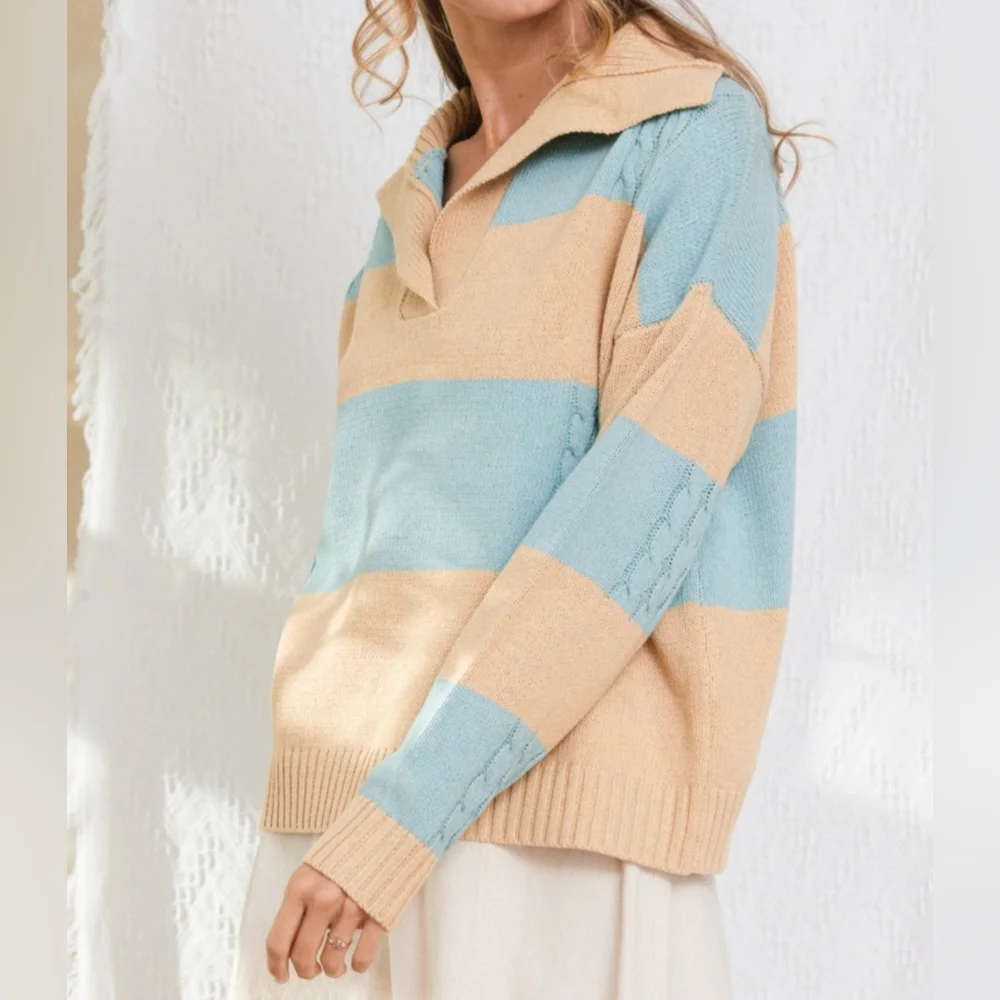 #133 🛑M  BOHO CHIC SPREAD COLLAR NECK  SWEATER TOP - Picture 8 of 12